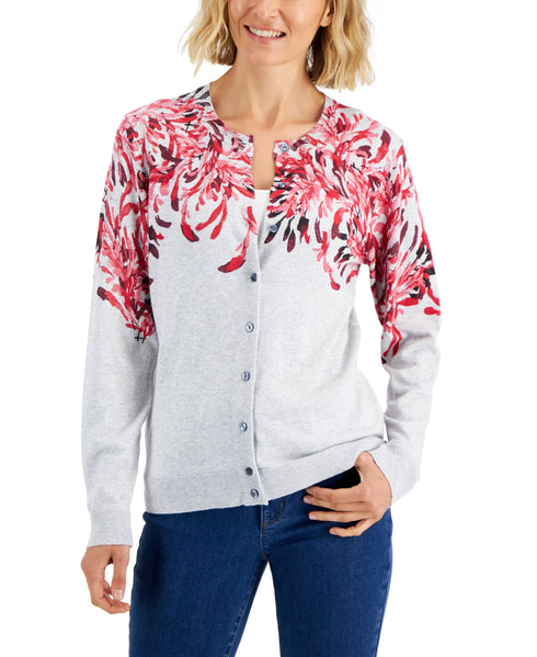 Karen Scott Womens Brushstroke Cardigan